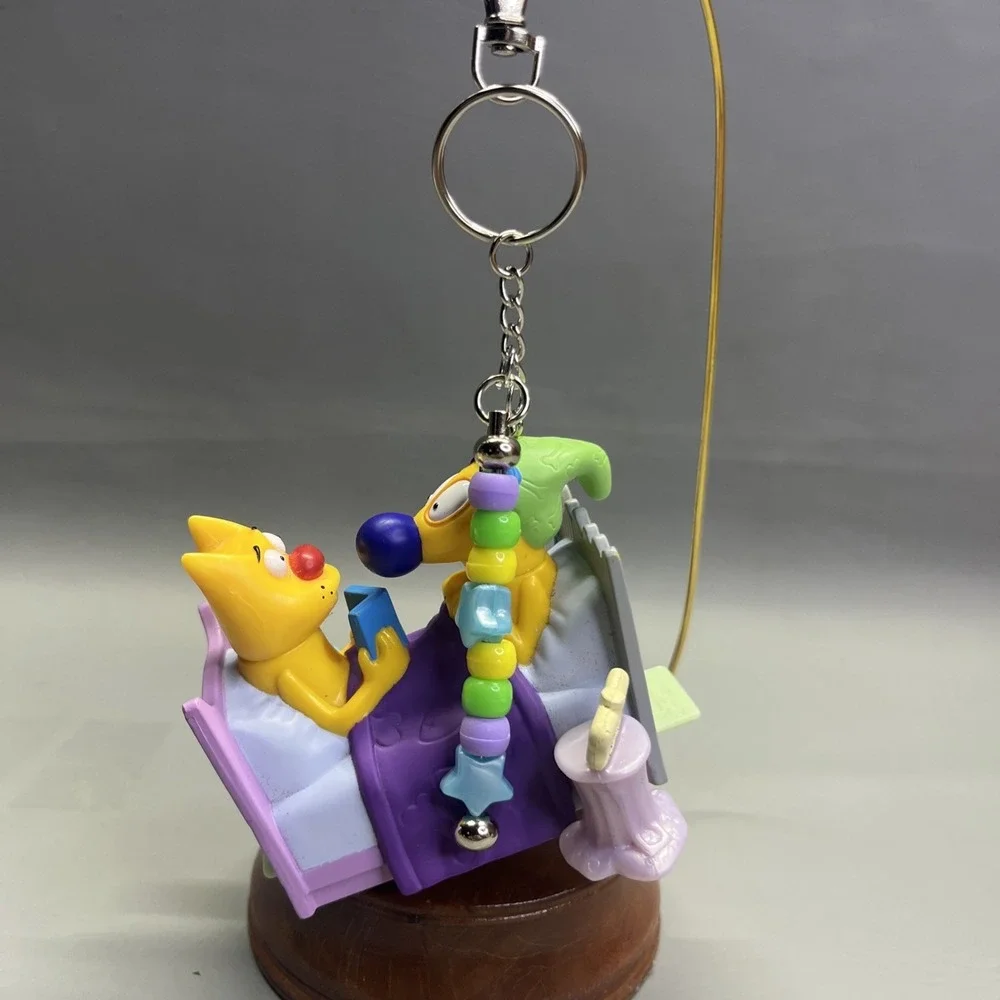 CatDog OOAK Toy Bag Charm Keychain Handmade Ornament Vintage Burger King 90s